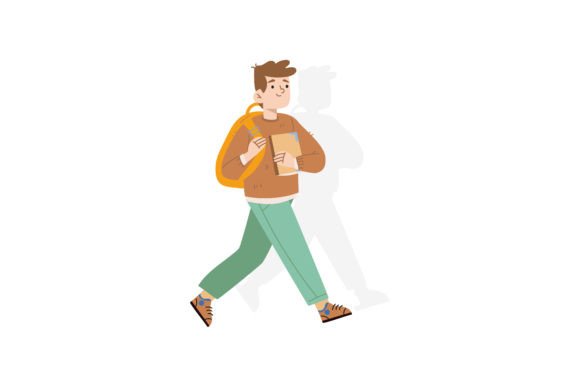 School Boy Walking to His School